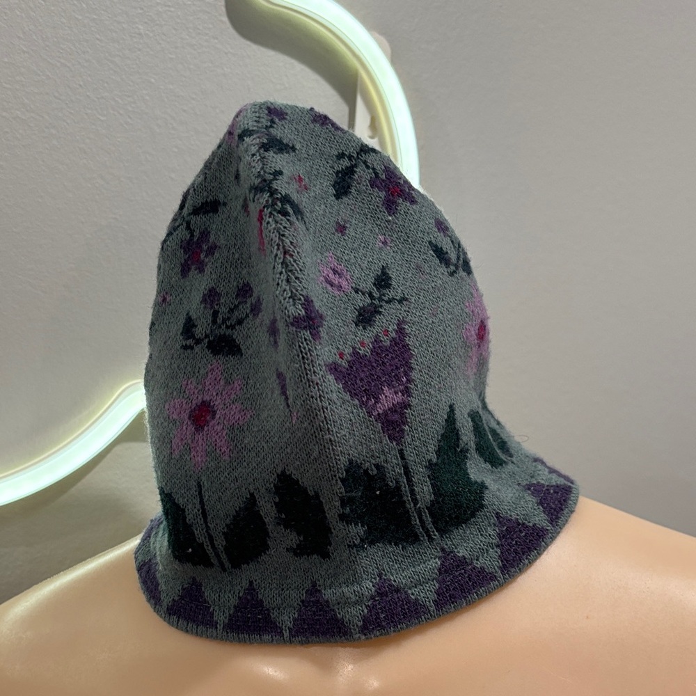 Floral Knit Beanie Hat